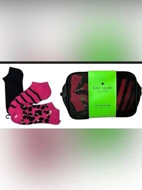 Kate Spade 3-Pack Fuzzy Socks With Mesh Bag